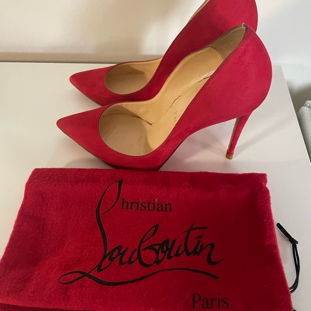 Christian Louboutin suede Red Pointed Toe Heels